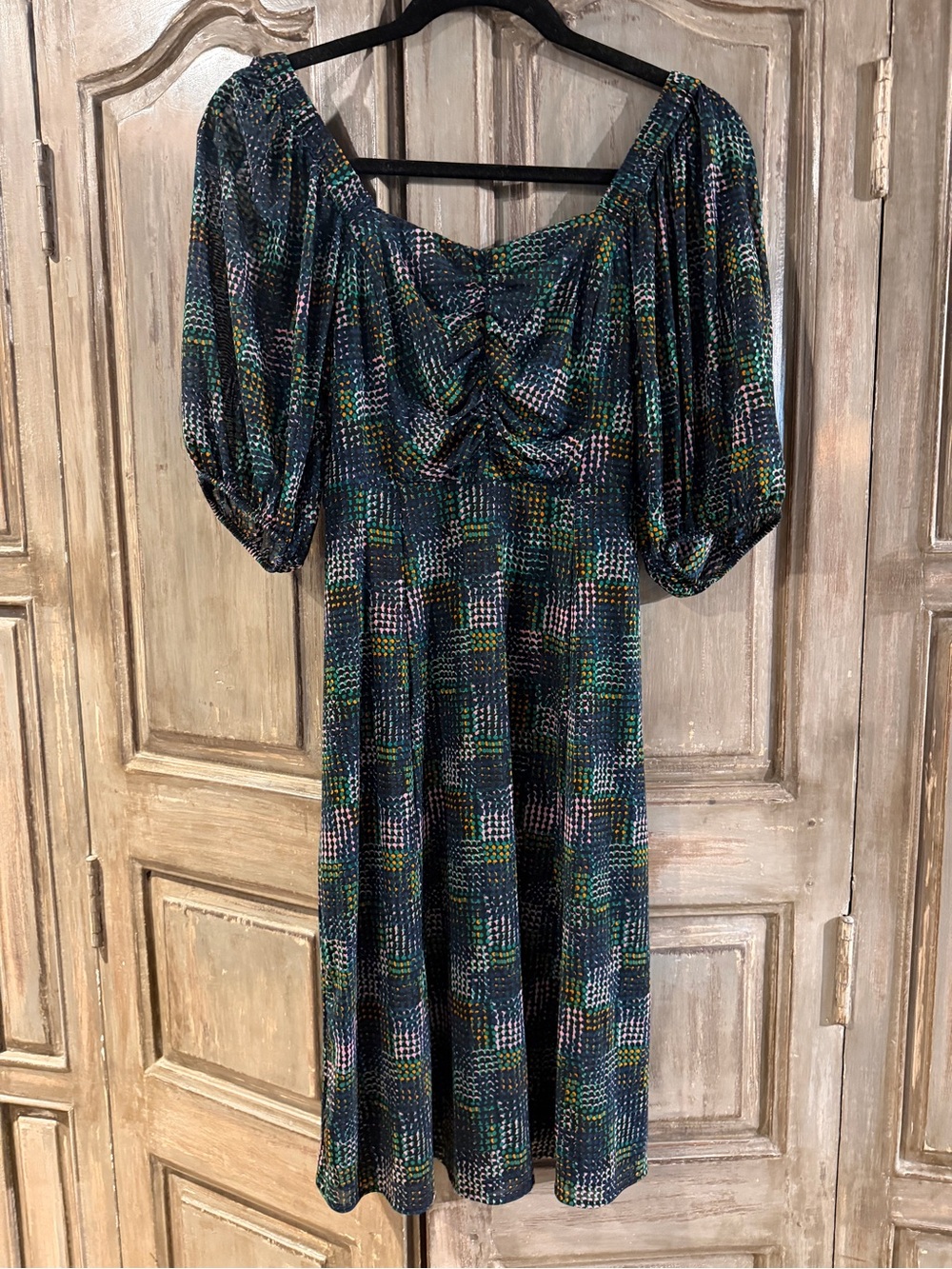 CAbi Elaine Smocked Puff Sleeve Dress